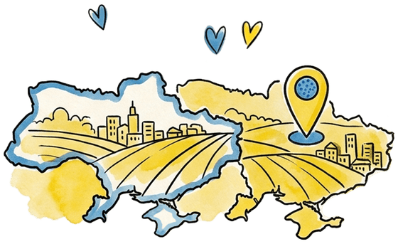 Карта України з символічними елементами